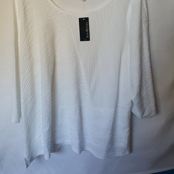 Kim Rogers Curvy 3X Top Tunic White CrisCross  NWT - Picture 2 of 7